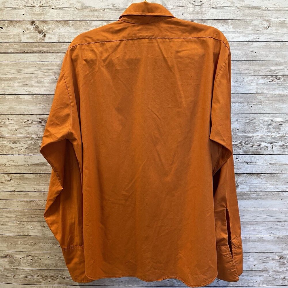 Vintage Van Heusen Century Mens 17x35 Shirt Fly Collar Wide Cuff Orange 60s-70s‎ - Picture 2 of 9